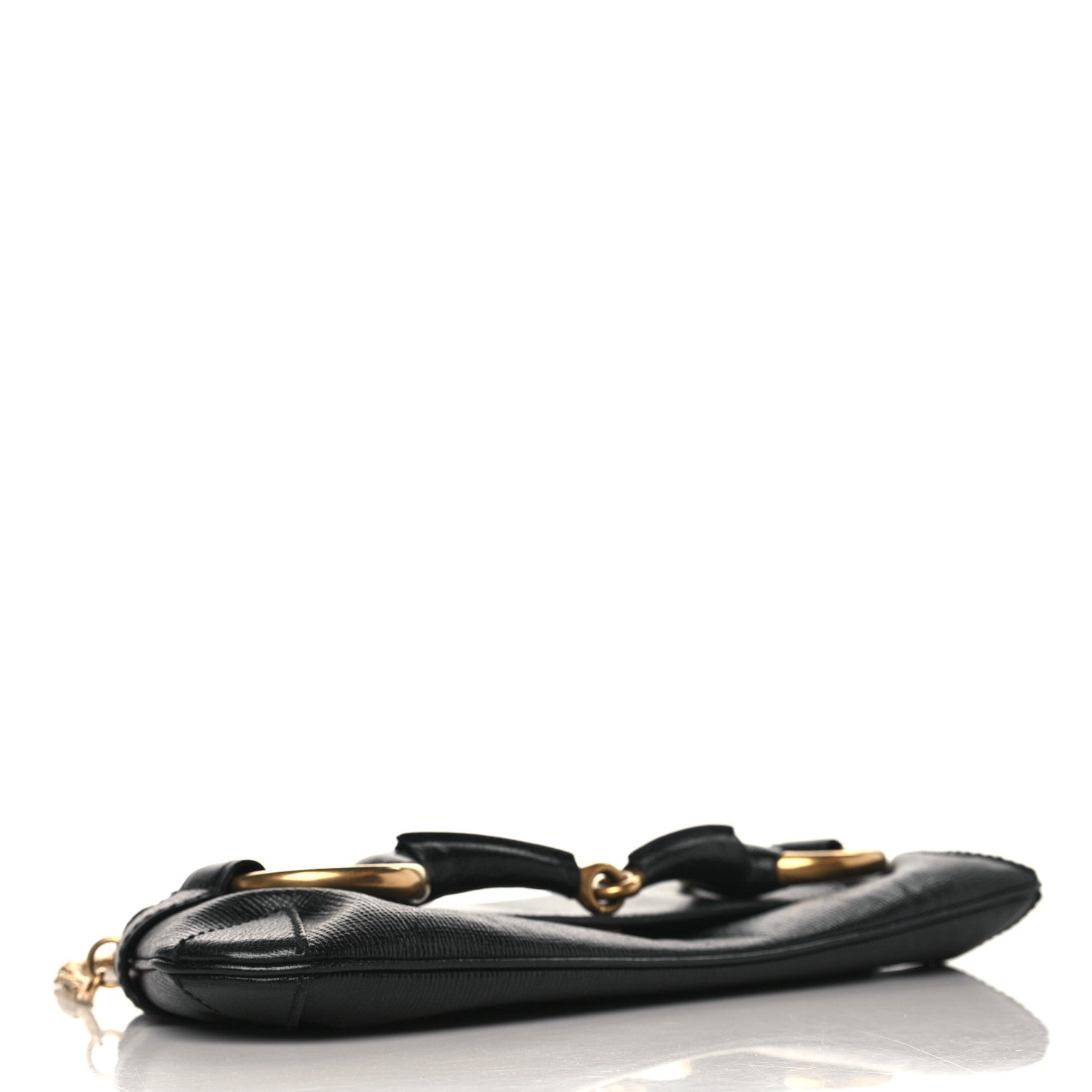 Gucci Textured Calfskin Horsebit Chain Clutch Black 3 of 8