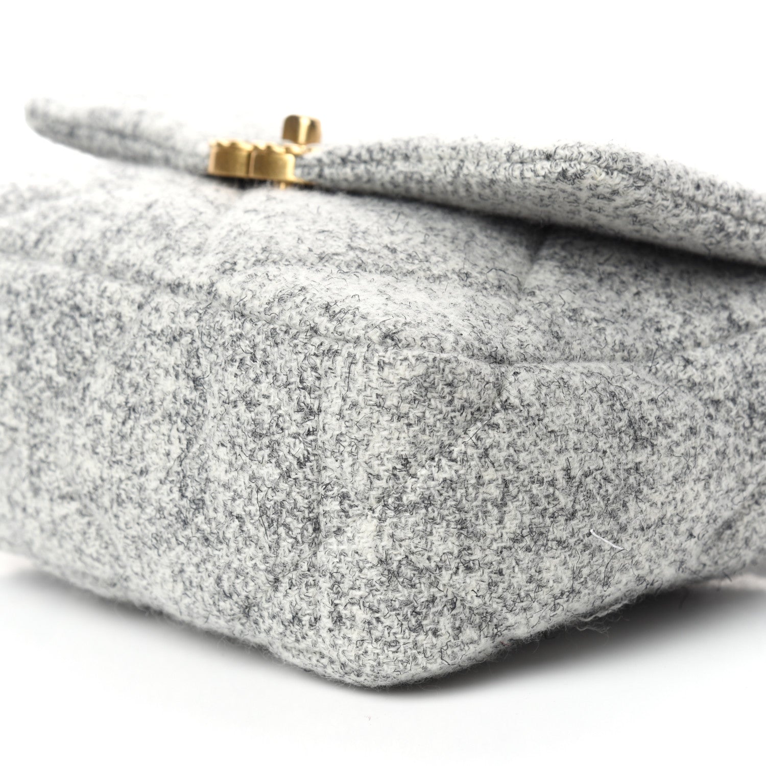 Chanel Tweed Quilted Medium Chanel 19 Flap Grey Ecru 9 of 11