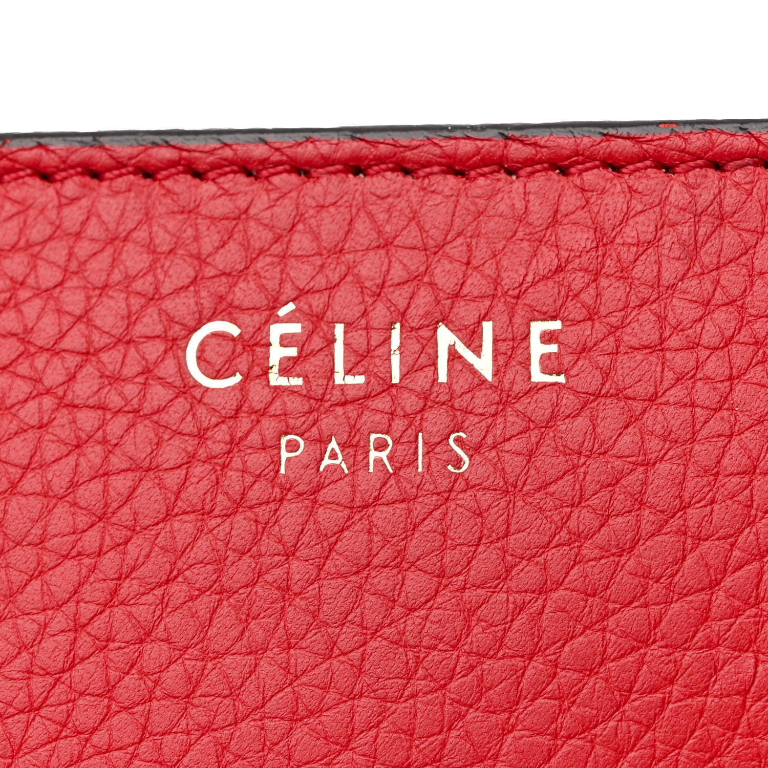 Celine Drummed Calfskin Mini Luggage Coquelicot 6 of 12