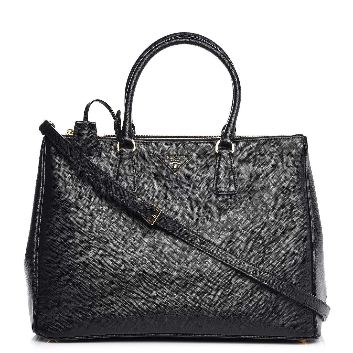 Saffiano Large Galleria Double Zip Tote Black