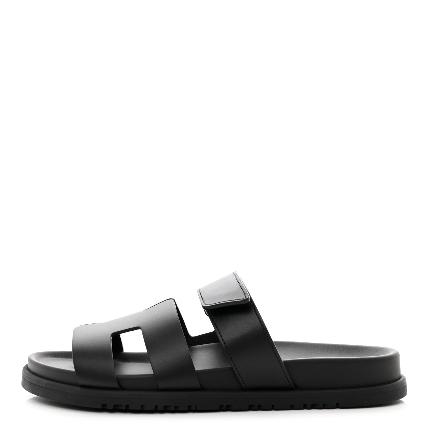 Hermes Calfskin Womens Chypre Sandals 38.5 Black 1 of 9