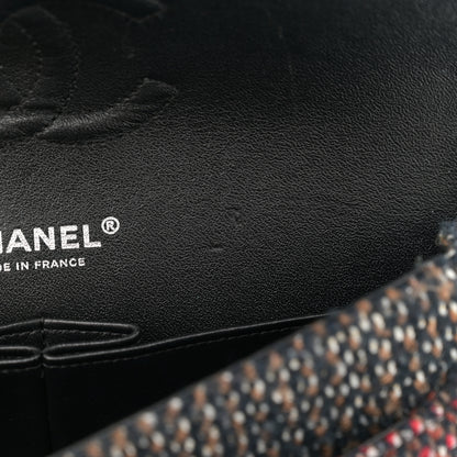 Chanel Tweed Quilted Medium Double Flap Navy White Red 11 of 12