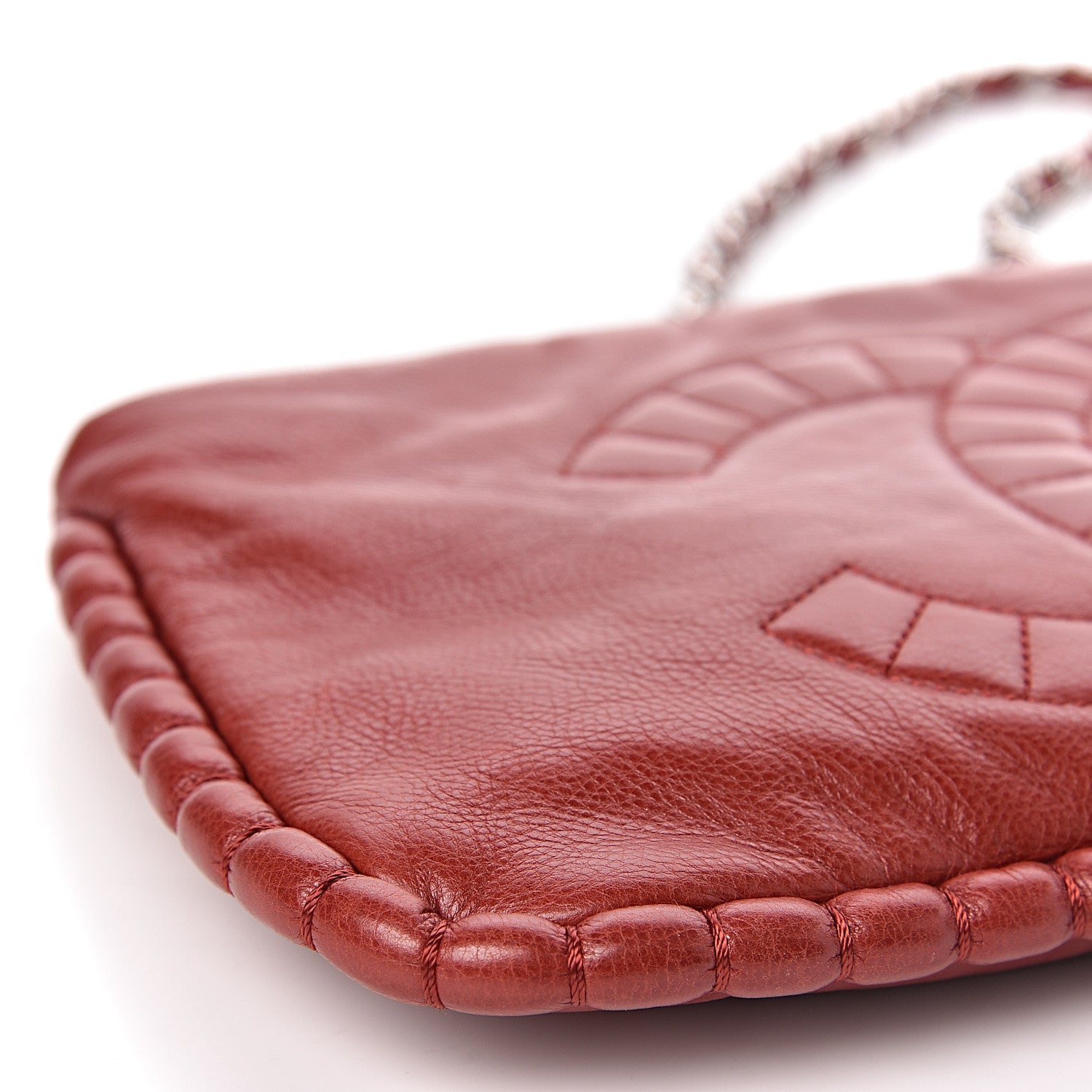 Chanel Calfskin On The Bund Pochette Dark Red 8 of 10