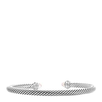 David Yurman Sterling Silver 18K Rose Gold Morganite 4mm Cable Classics Bracelet 3 of 5