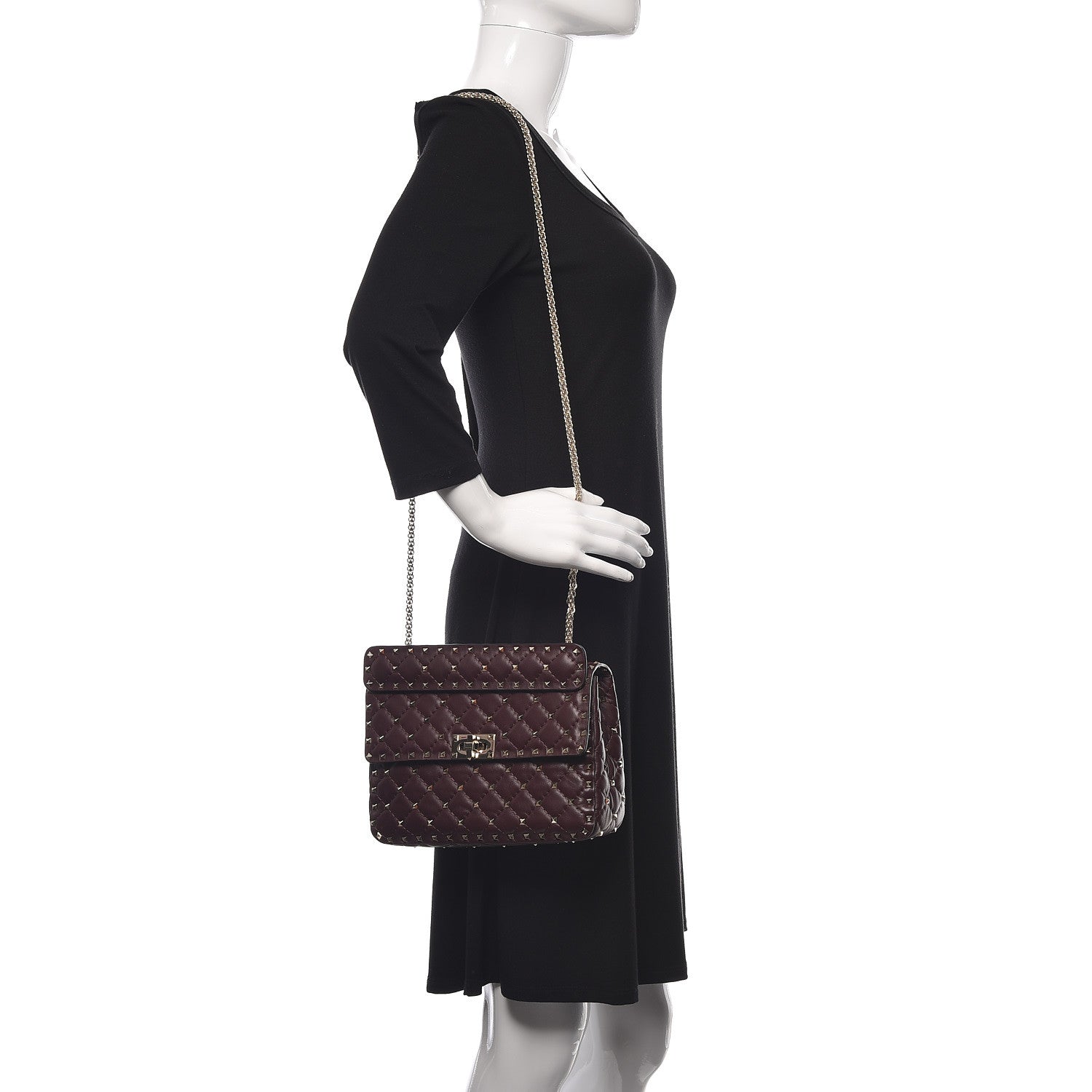 Valentino Garavani Nappa Medium Rockstud Spike Shoulder Bag Rubin 2 of 8