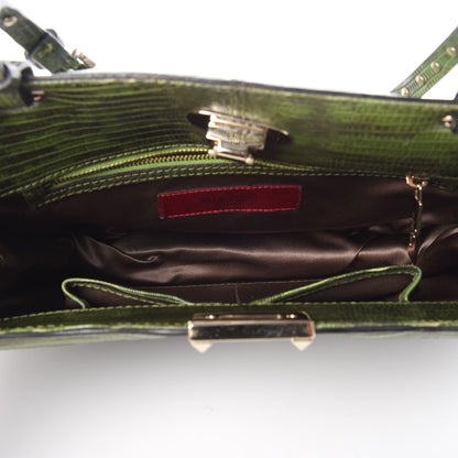 Valentino Garavani Lizard Rockstud Shoulder Satchel Green 5 of 7