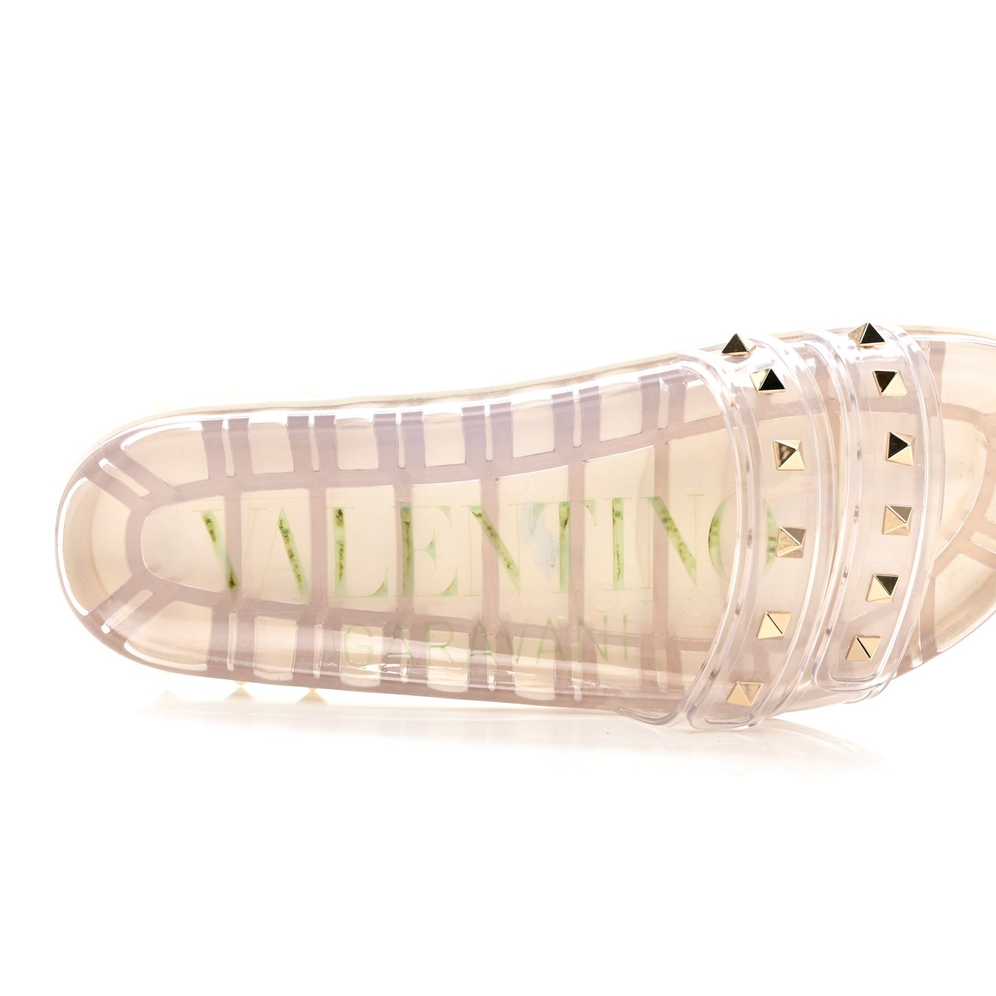 PVC Jelly Rockstud Slide Sandals 41 Clear