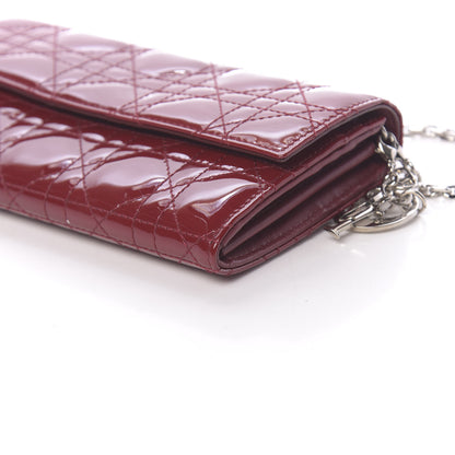 Christian Dior Patent Cannage Lady Dior Rendezvous Wallet On Chain Red 9 of 10