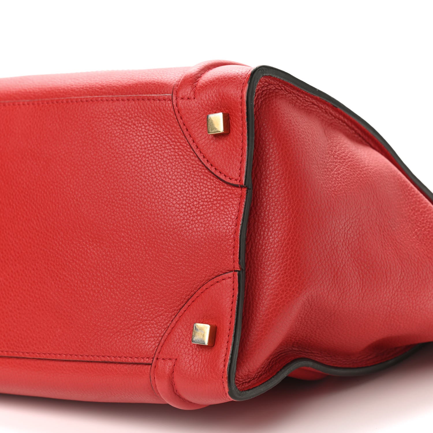 Celine Drummed Calfskin Mini Luggage Coquelicot 7 of 9