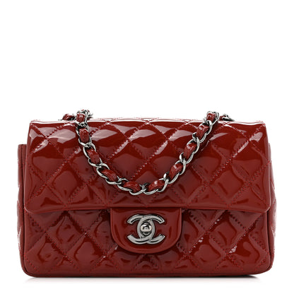 Chanel Patent Calfskin Quilted Mini Rectangular Flap Dark Red 1 of 12