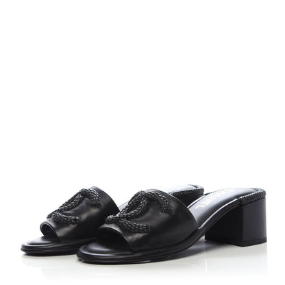 Chanel Lambskin CC Braided Mules 36 Black 3 of 9