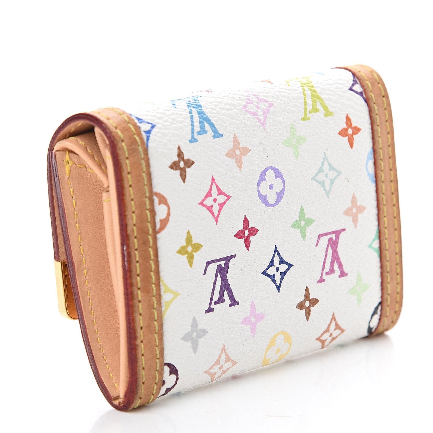 Louis Vuitton Monogram Multicolor Porte-Monnaie Plat Coin Purse White 2 of 5