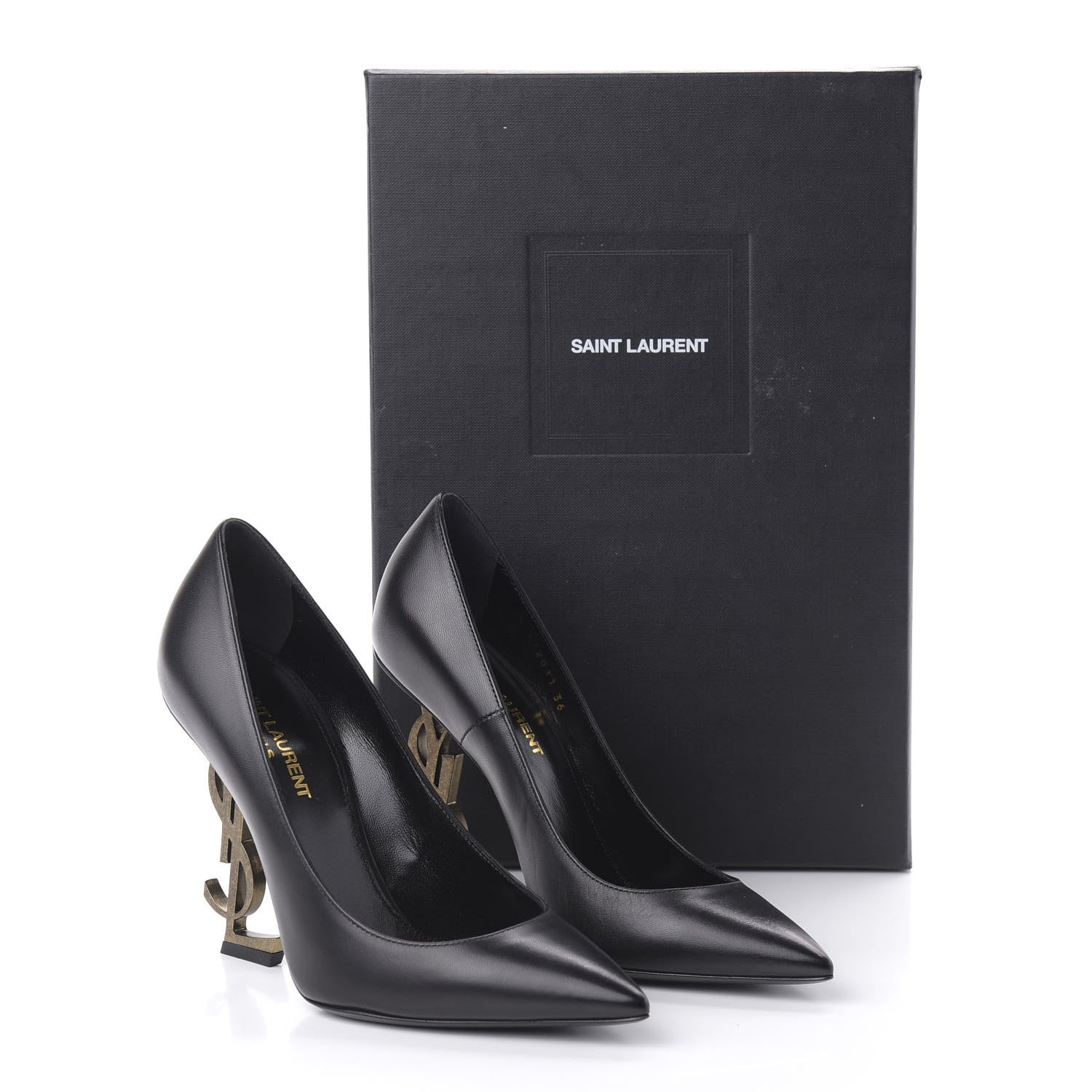 Saint Laurent Calfskin Opyum 110 Pumps 36 Black Gold 9 of 9