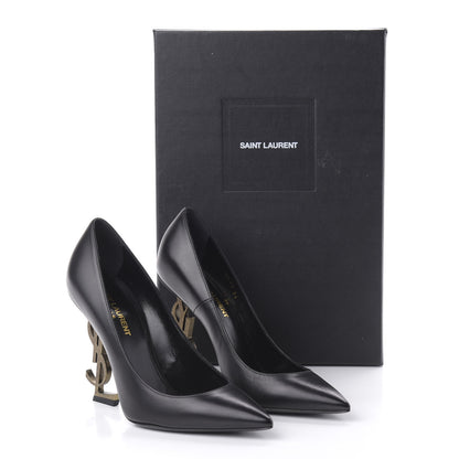 Saint Laurent Calfskin Opyum 110 Pumps 36 Black Gold 9 of 9