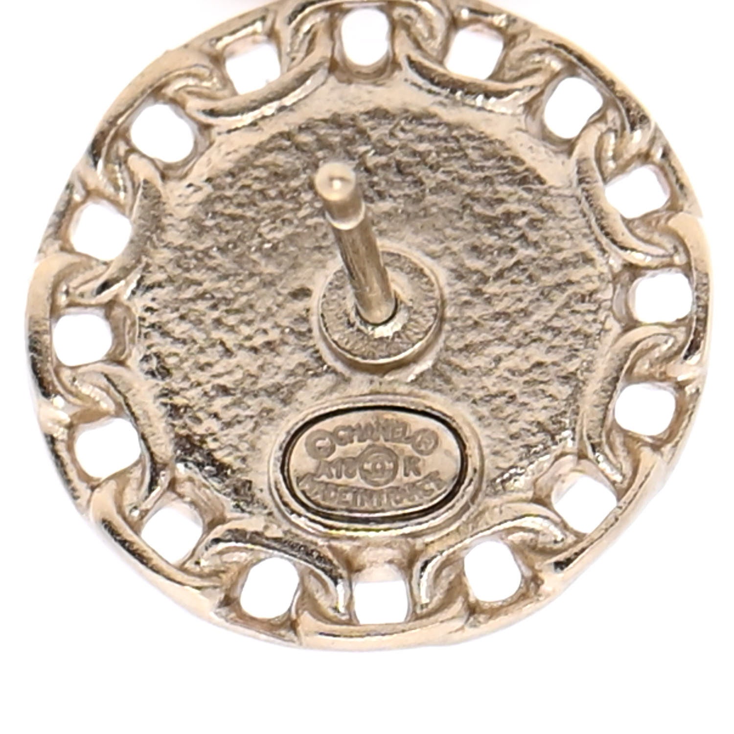 Chanel Resin Chain CC Round Earrings Gold Pink 4 of 5