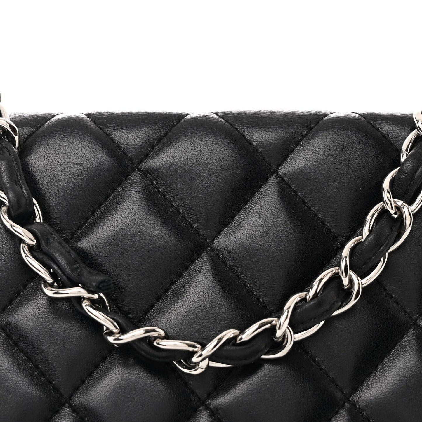 Lambskin Quilted Jumbo Single Flap Black