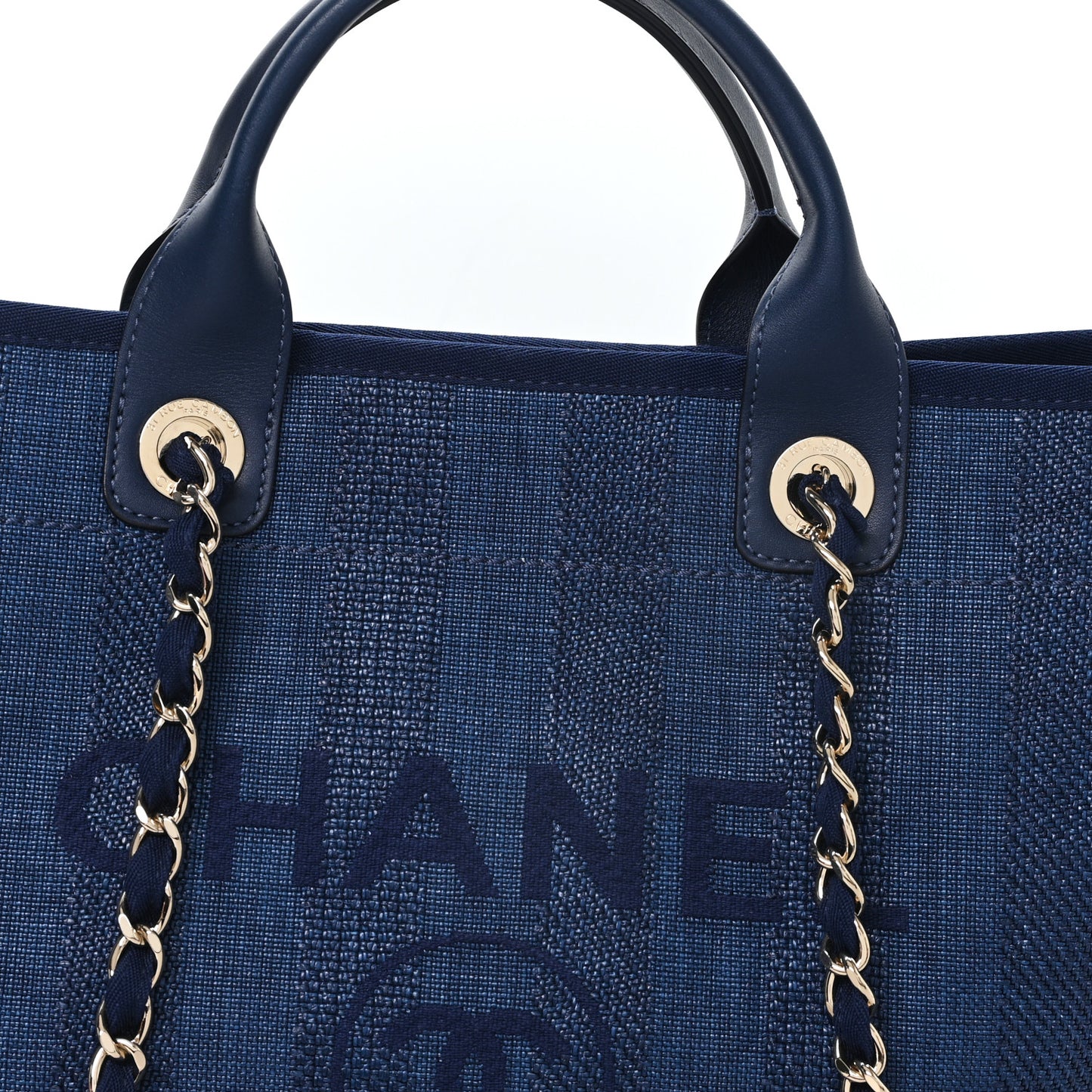 Mixed Fibers Striped Medium Deauville Tote Navy Blue