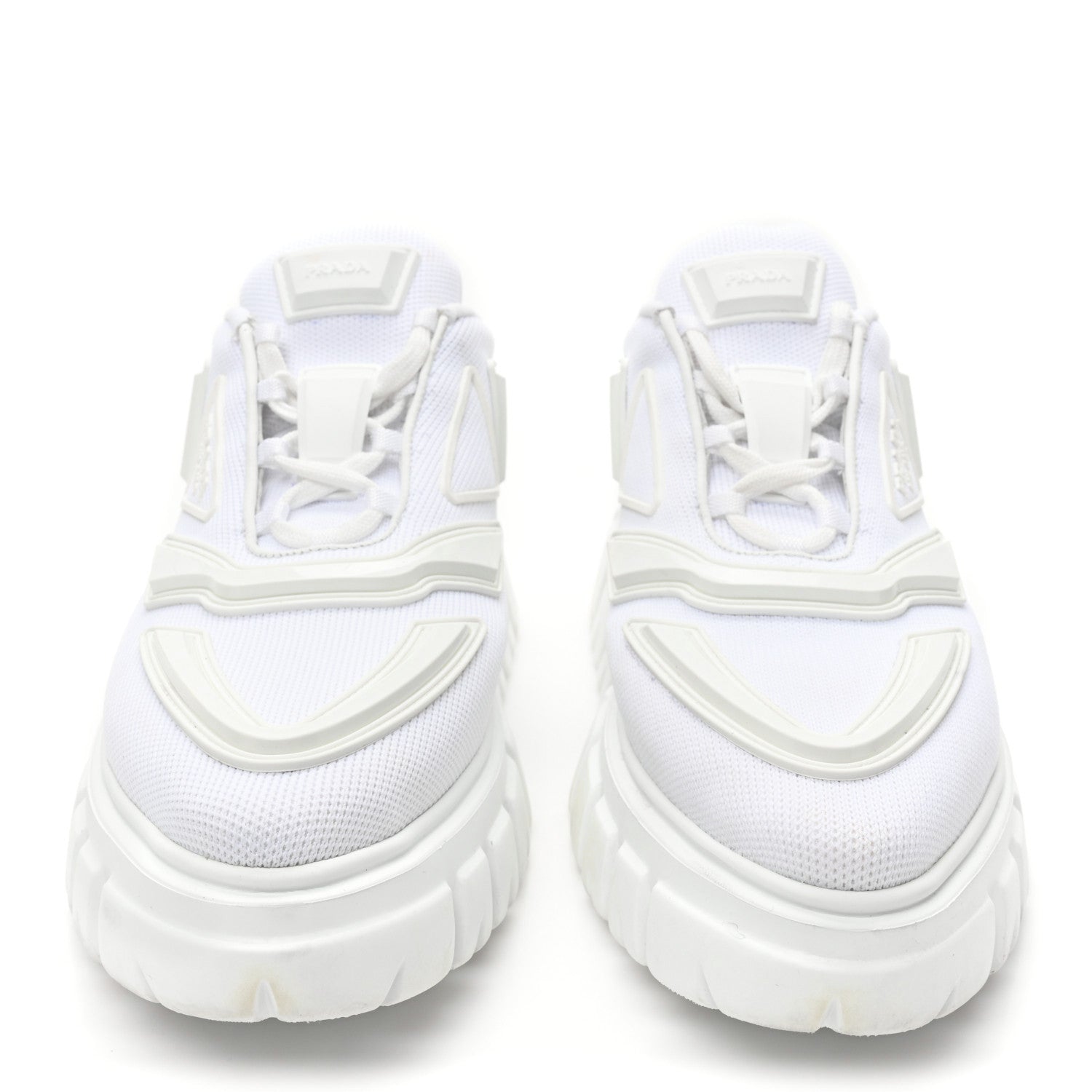 Prada Rubber Technical Knit Fabric Triangle Logo Evolution 55mm Sneakers 39 White 2 of 11