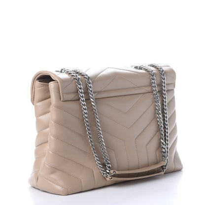 Saint Laurent Calfskin Y Quilted Monogram Small Loulou Chain Satchel Nude Powder 2 of 9