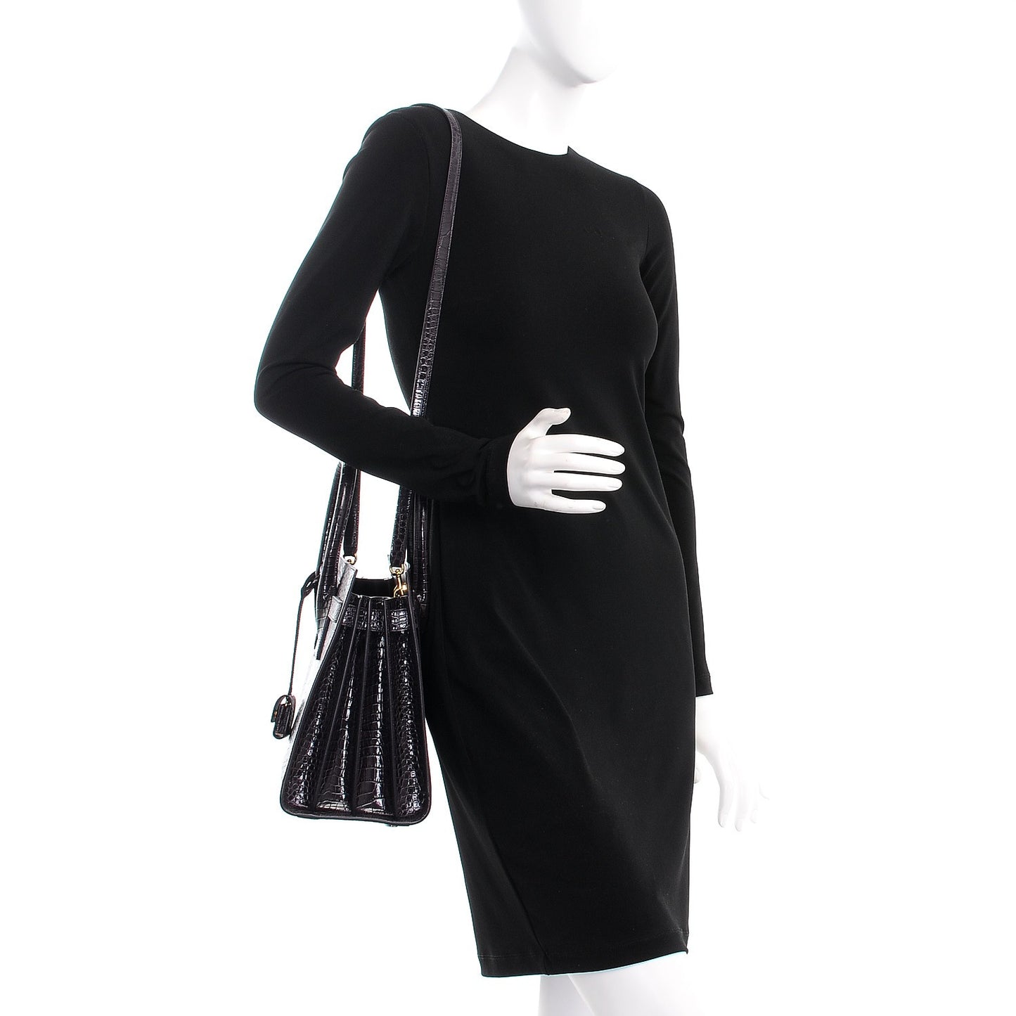 Calfskin Crocodile Embossed Small Sac De Jour Prune