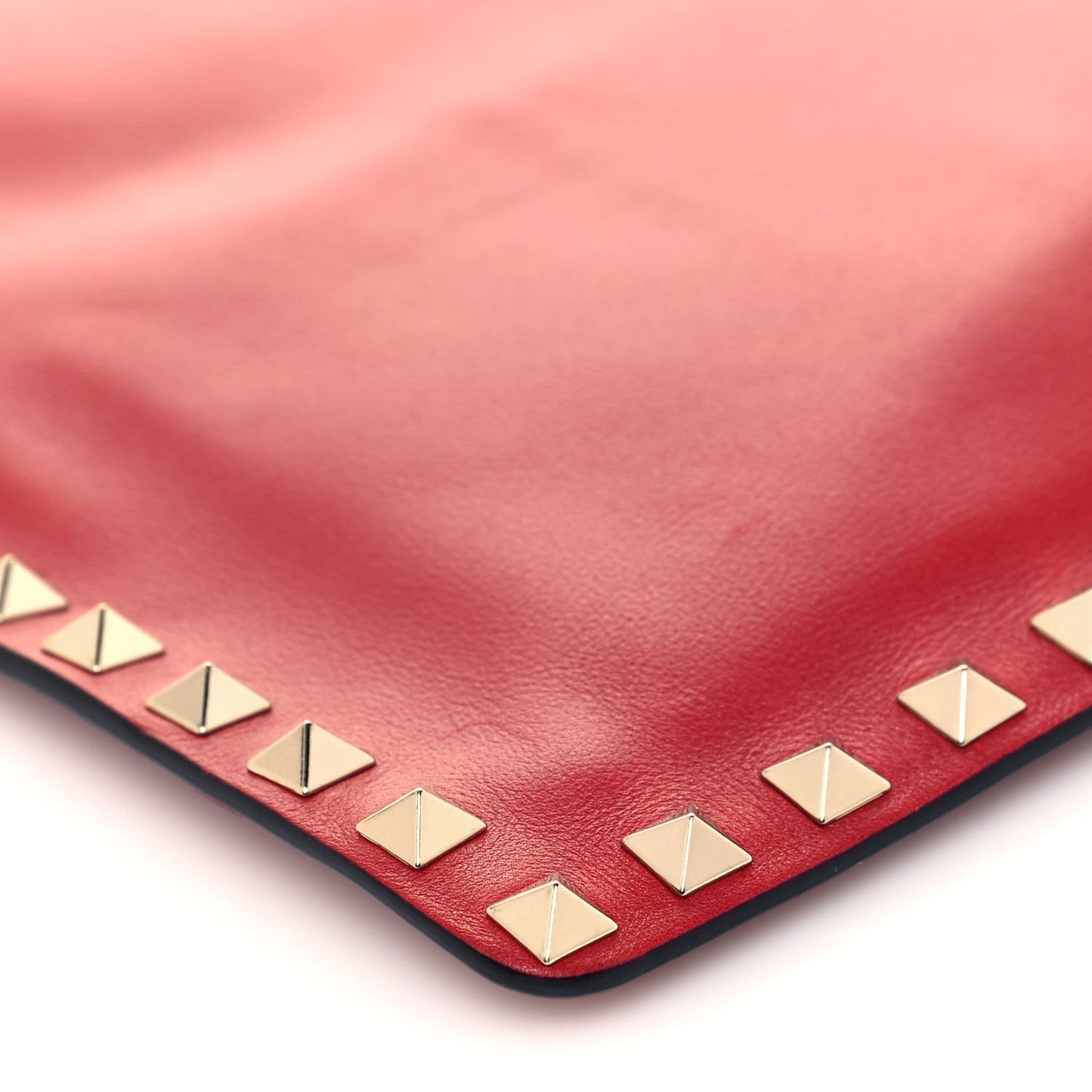 Vitello Large Rockstud Zip Pouch Red