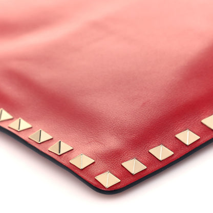 Valentino Garavani Vitello Large Rockstud Zip Pouch Red 9 of 13