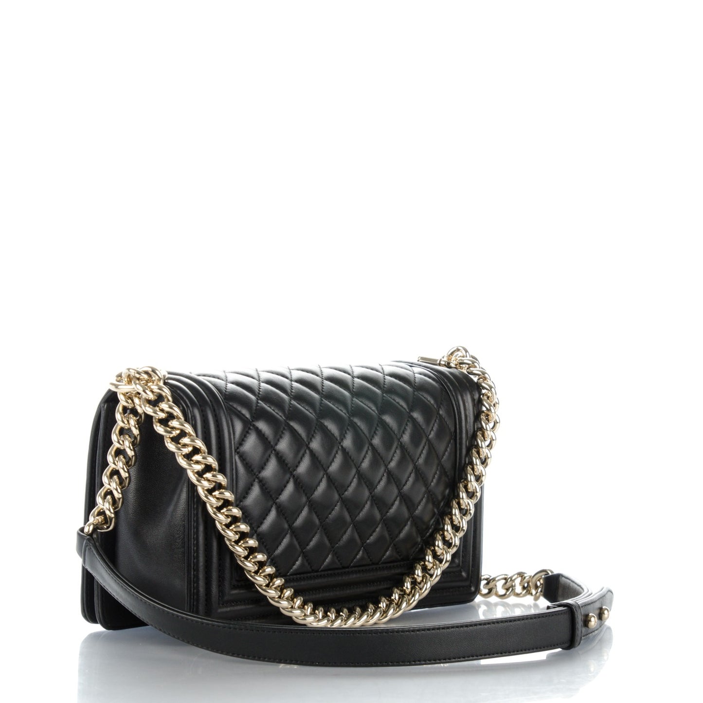 Lambskin Quilted Medium Boy Flap Black