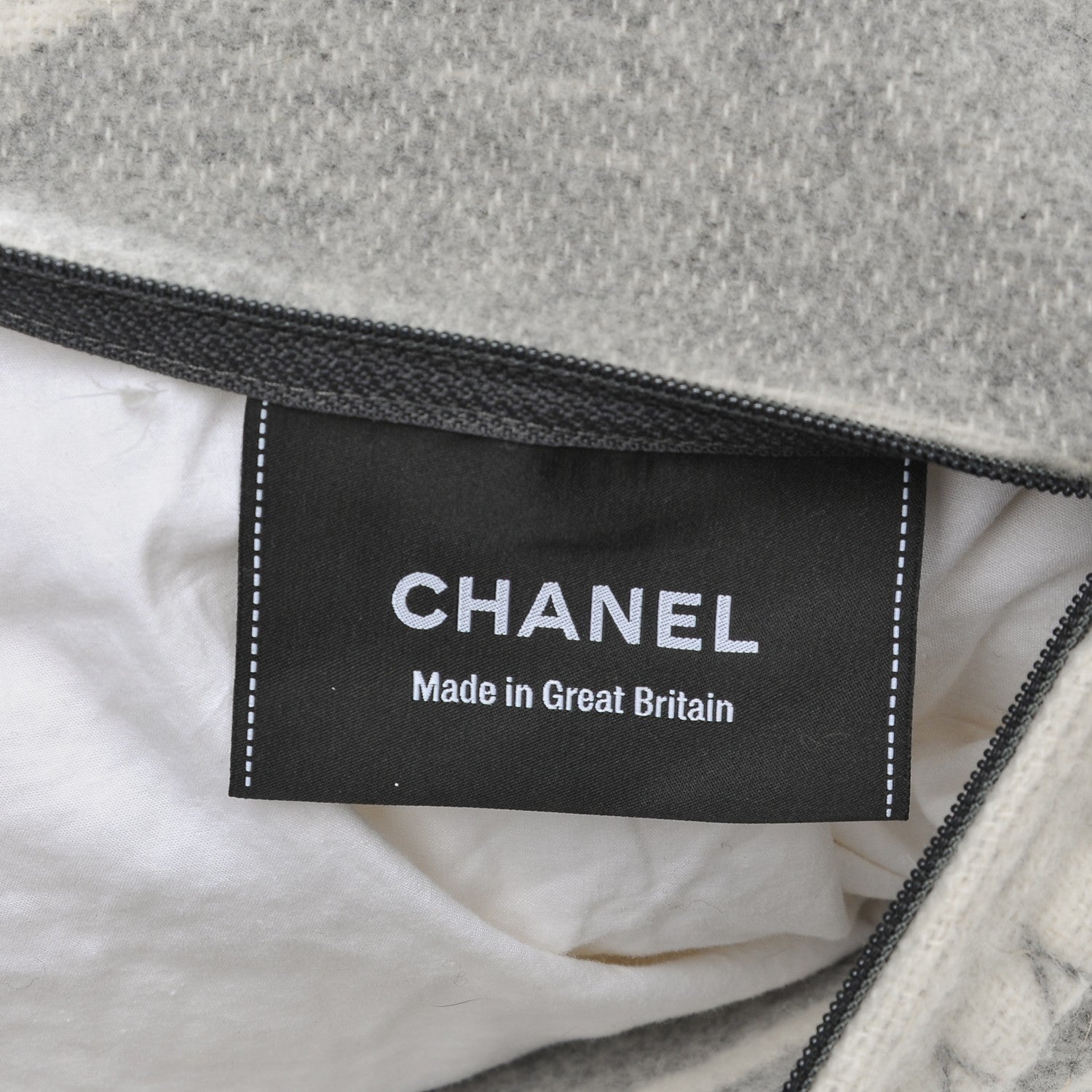 Chanel Merino Wool Cashmere CC Pillow Grey Off White 5 of 5