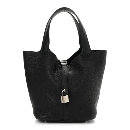 Hermes Taurillon Clemence Picotin Lock 22 MM Black 1 of 13
