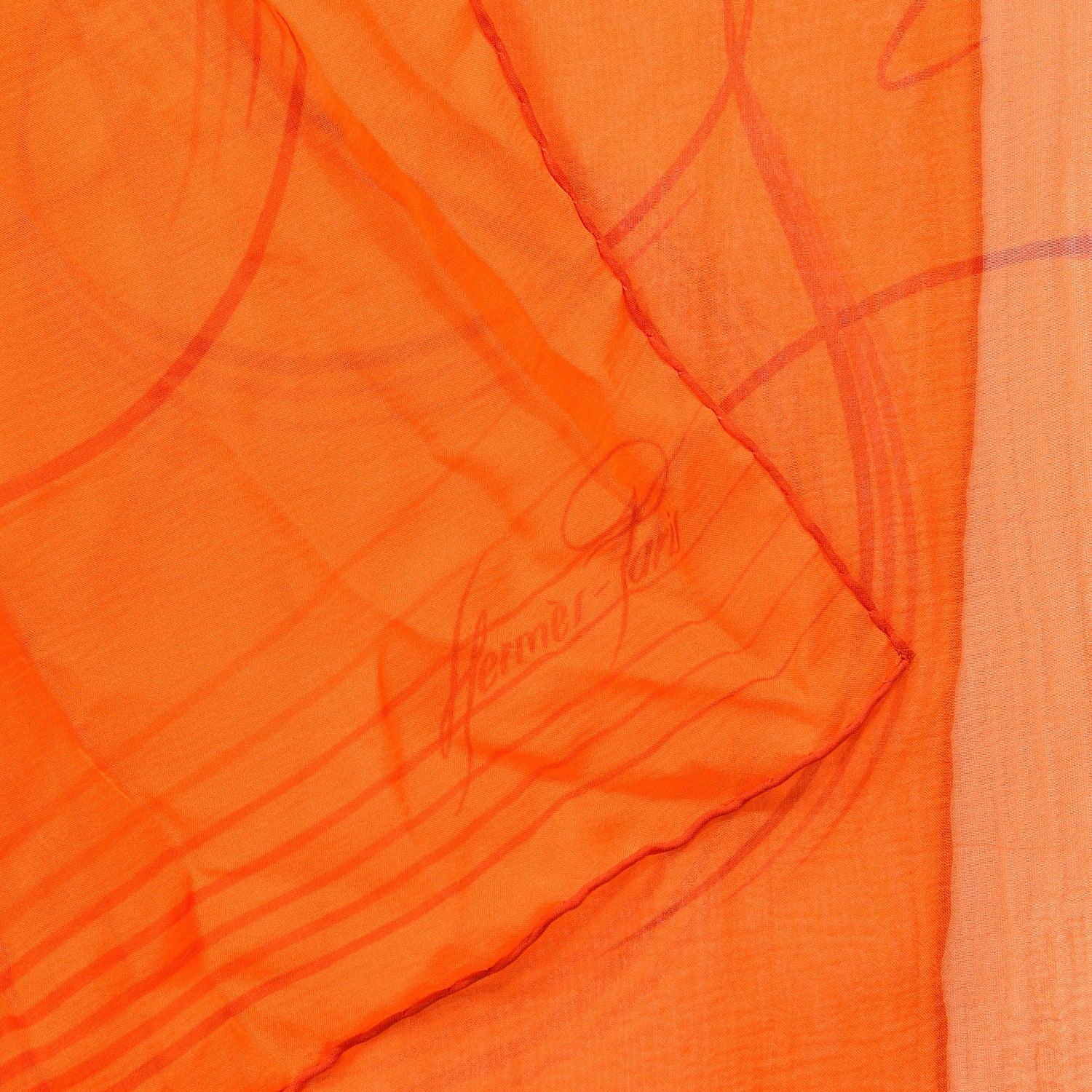 Hermes Silk Mousseline 24 Faubourg Stole Orange 4 of 5