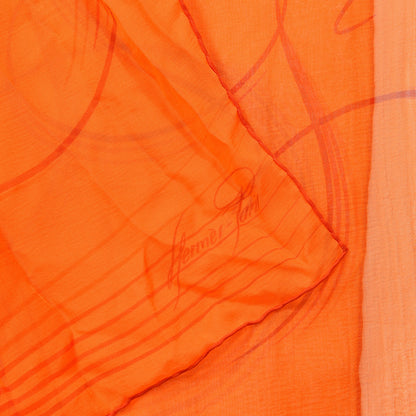 Hermes Silk Mousseline 24 Faubourg Stole Orange 4 of 5