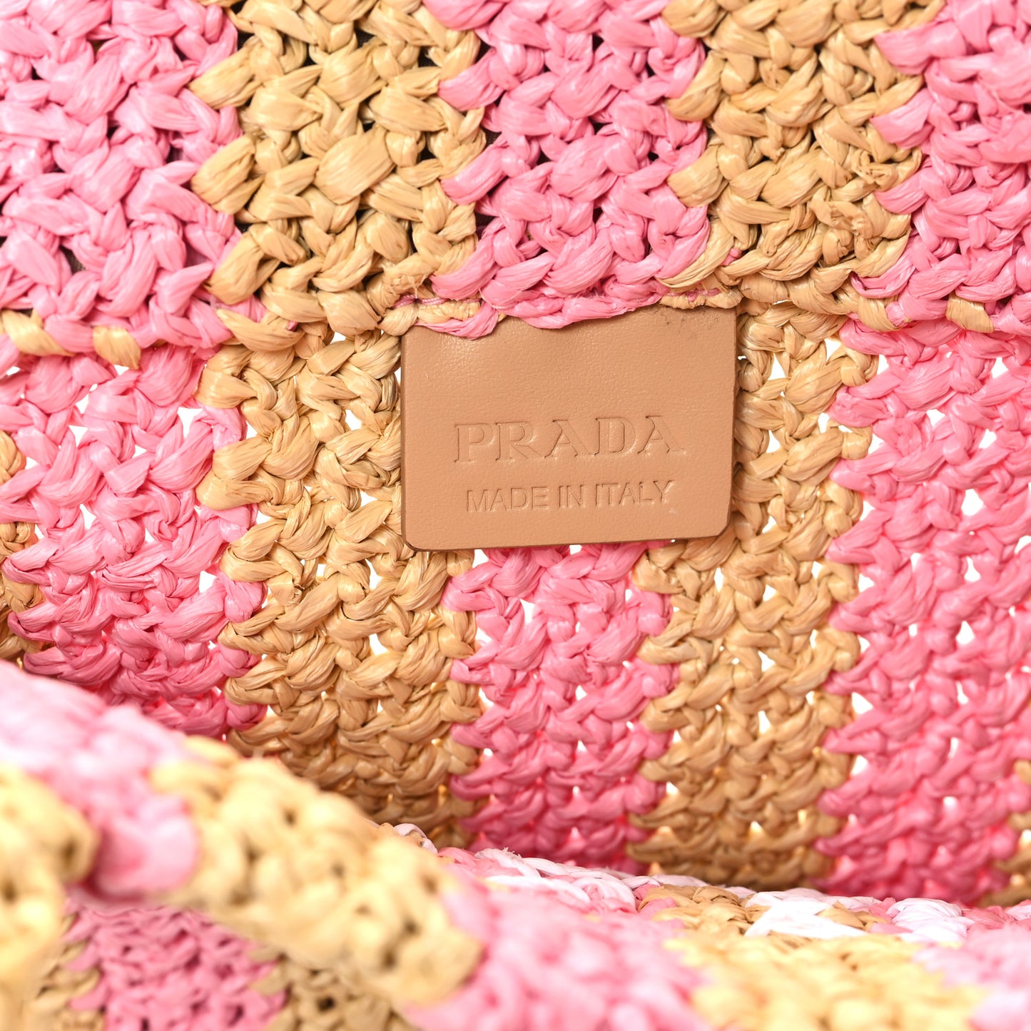 Yarn Raffia Effect Crochet Striped Small Logo Tote Naturale Petalo