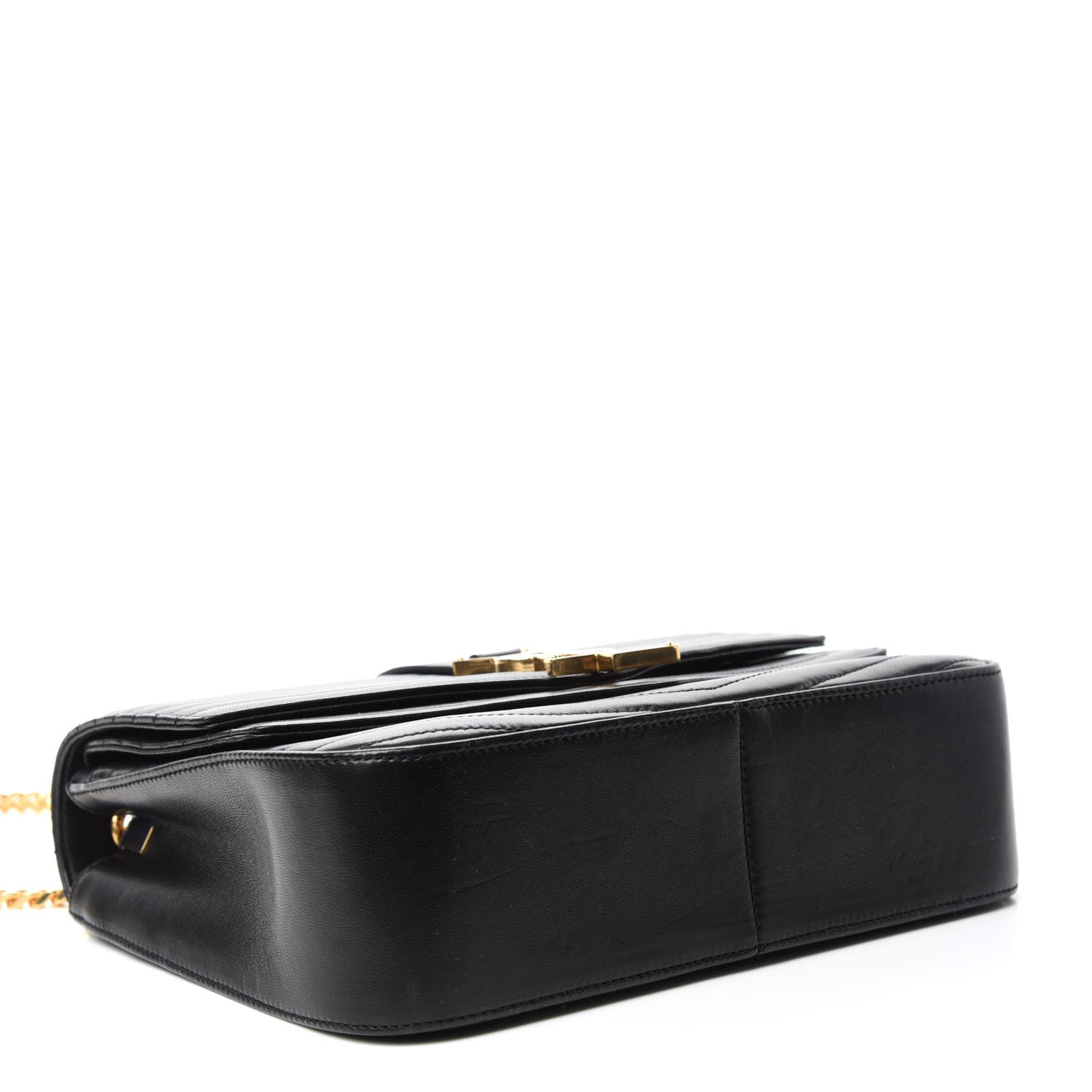 Saint Laurent Lambskin Matelasse Chevron Monogram Medium Sulpice Bag Black 4 of 11