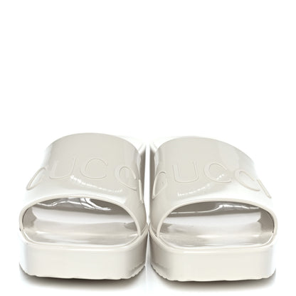 Gucci Rubber Gucci Logo Womens Platform 20/60mm Slide Sandals 39 Mystic White 2 of 10