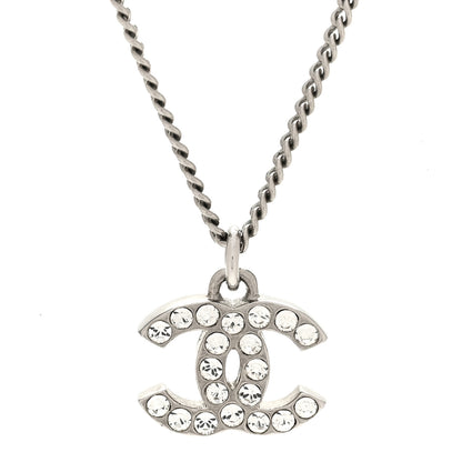 Chanel Crystal Timeless CC Necklace Silver 4 of 5