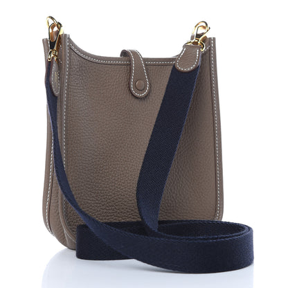 Hermes Taurillon Clemence Amazone Evelyne TPM Etoupe Bleu Indigo 3 of 11