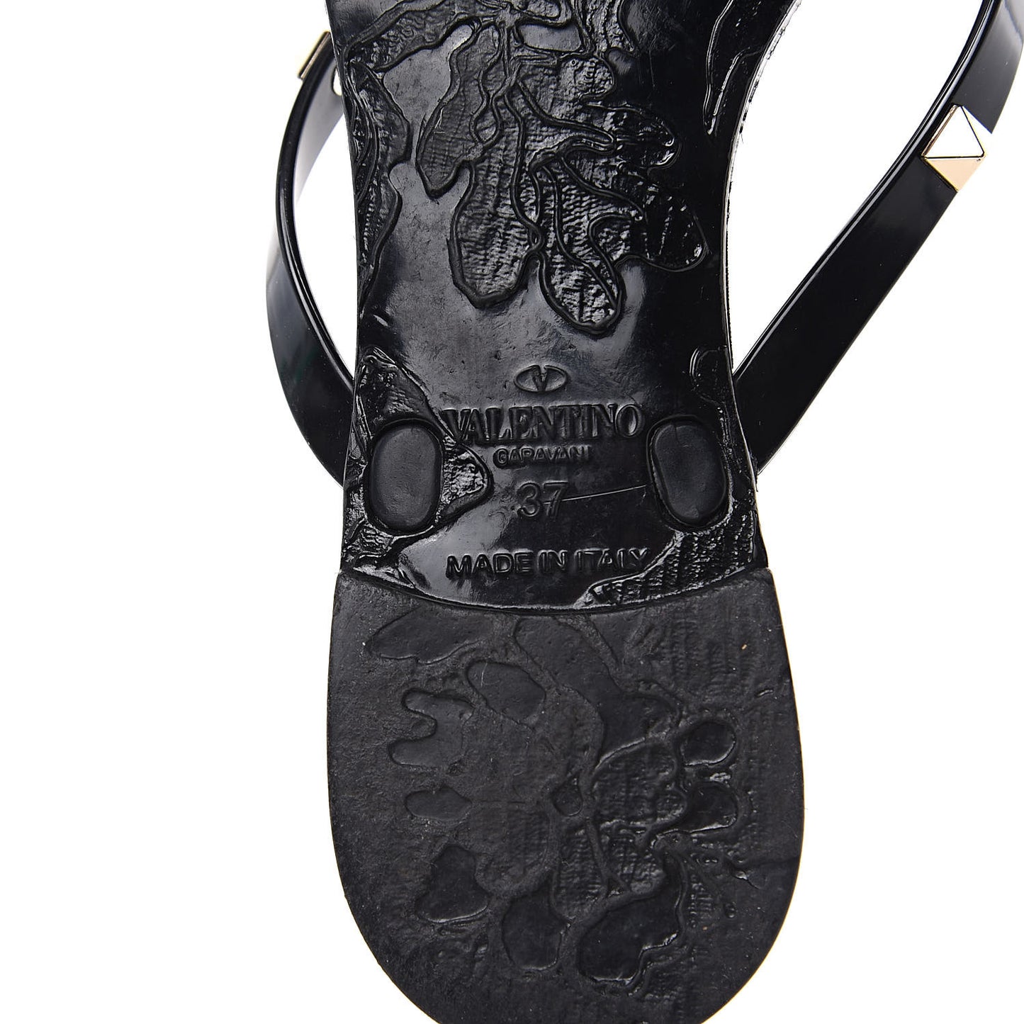 PVC Jelly Rockstud Bow Thong Sandals 37 Black