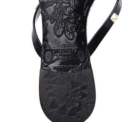 Valentino Garavani PVC Jelly Rockstud Bow Thong Sandals 37 Black 7 of 7