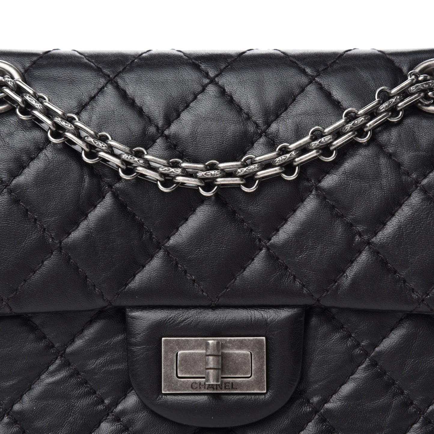 Aged Calfskin Quilted 2.55 Reissue Mini Flap Black