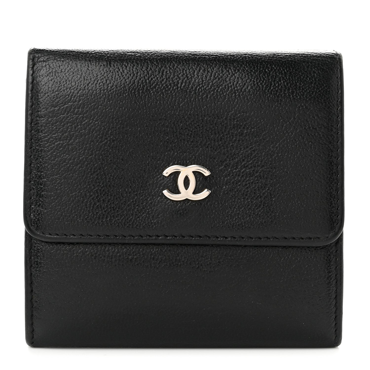 Chanel Goatskin Compact Double Sided Wallet Black 1 of 9