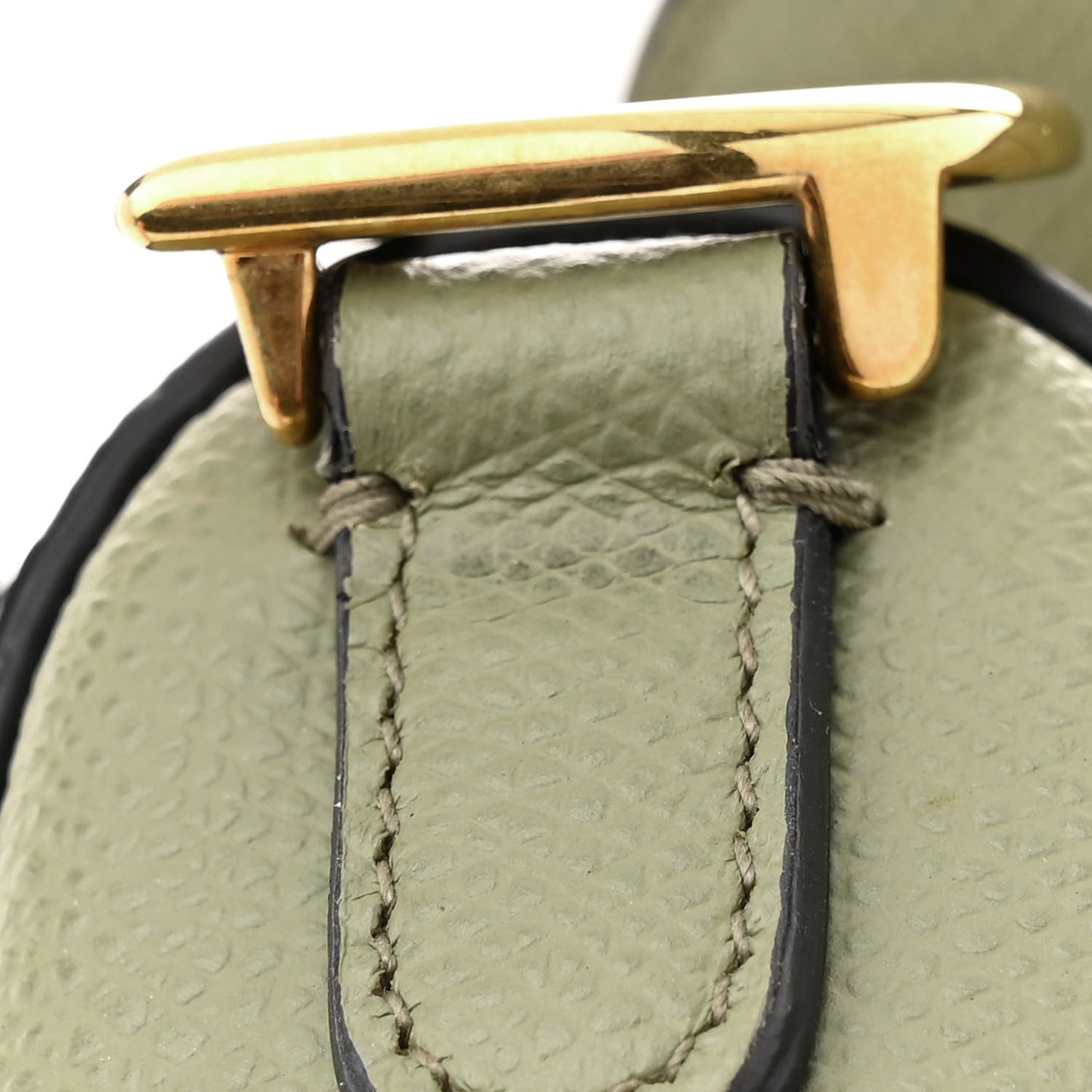 Grained Calfskin Mini Saddle Bag Sage Green