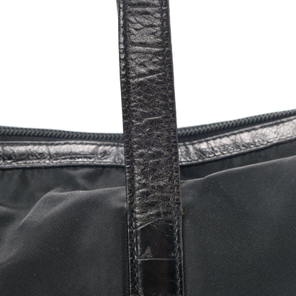 Prada Tessuto Nylon Calfskin Crocodile Embossed Tote Black 10 of 14
