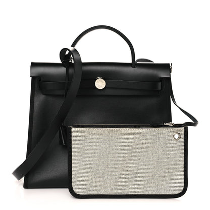 Hermes Toile H Berline Vache Hunter Herbag Zip PM 31 Black Ecru 1 of 11