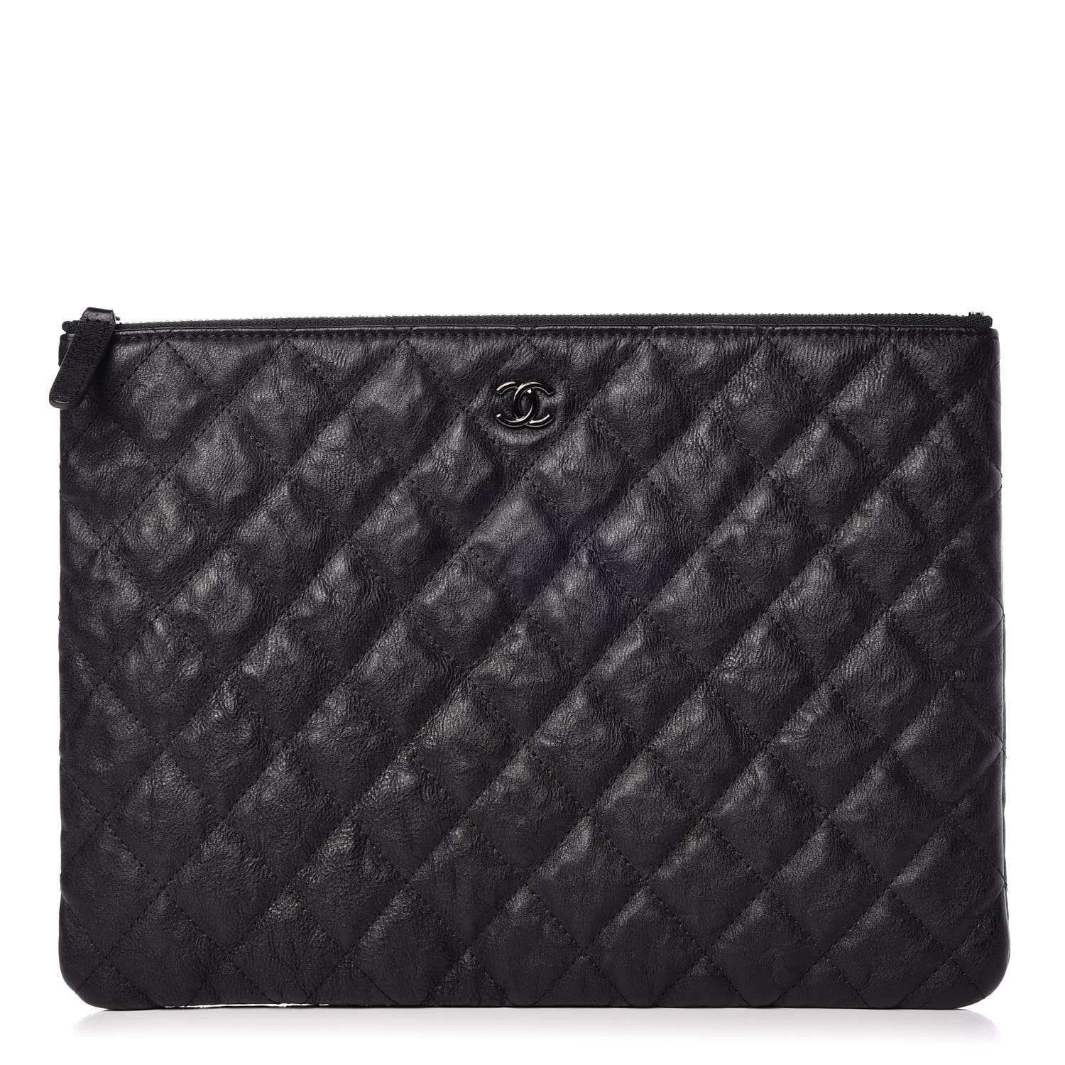 Chanel Crumpled Calfskin Quilted Medium Cosmetic Case So Black 1 of 8