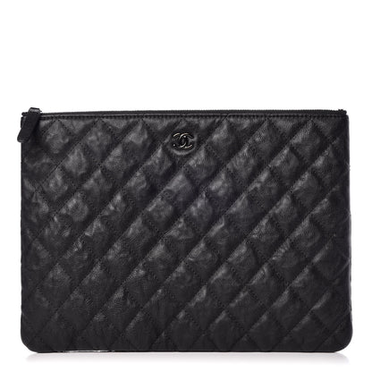 Chanel Crumpled Calfskin Quilted Medium Cosmetic Case So Black 1 of 8