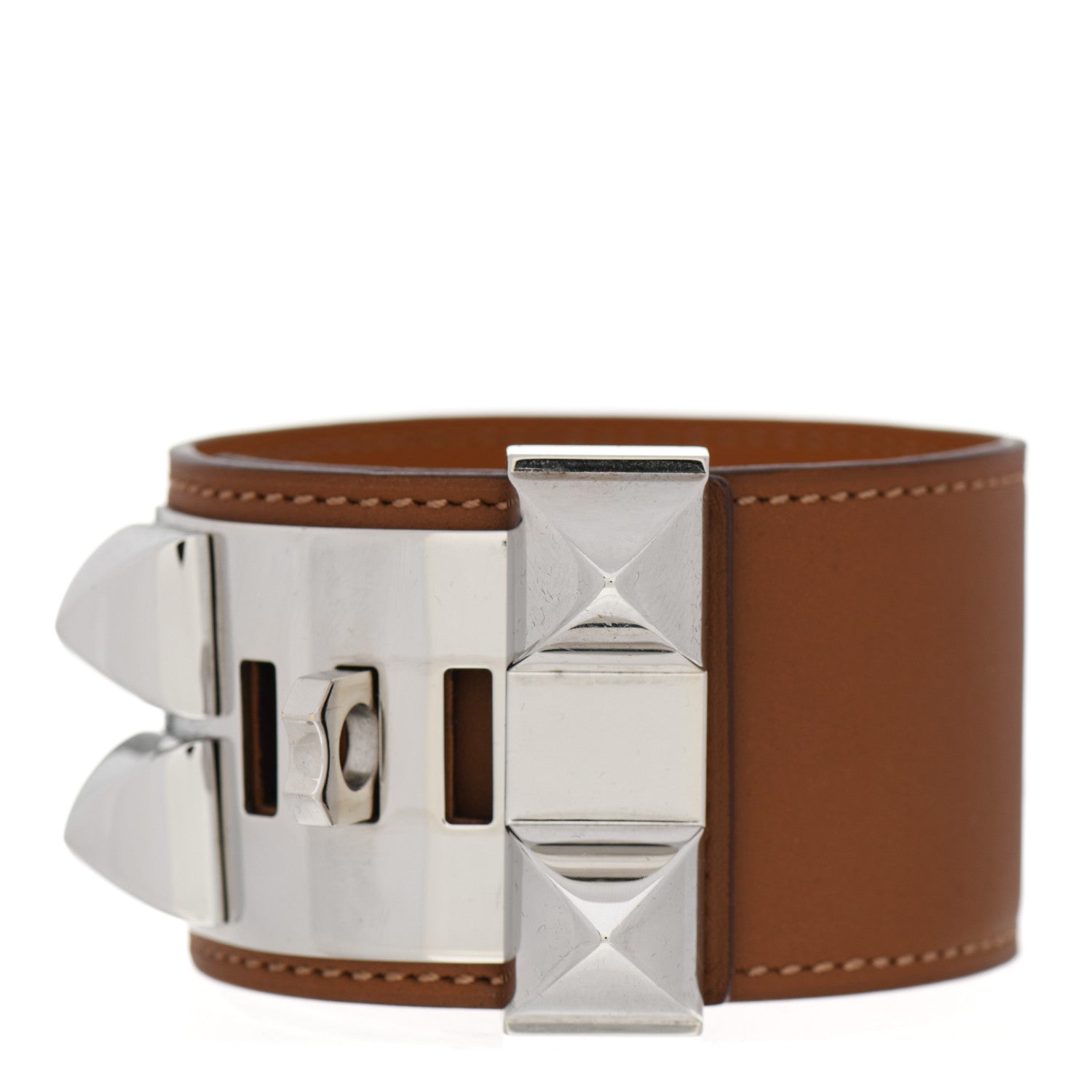 Hermes Barenia Collier De Chien CDC Bracelet L Fauve 3 of 9