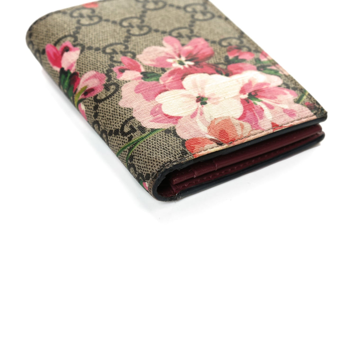 GG Supreme Monogram Blooms Card Case Beige Multicolor Dry Rose