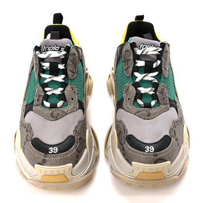 Balenciaga X GUCCI Maxi GG Supreme Monogram Womens Triple S Sneakers 39 Beige Ebony Black Green 2 of 8