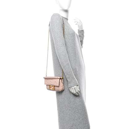 Fendi Nappa FF 1974 Embossed Mini Baguette Rosa Quarzo 2 of 12