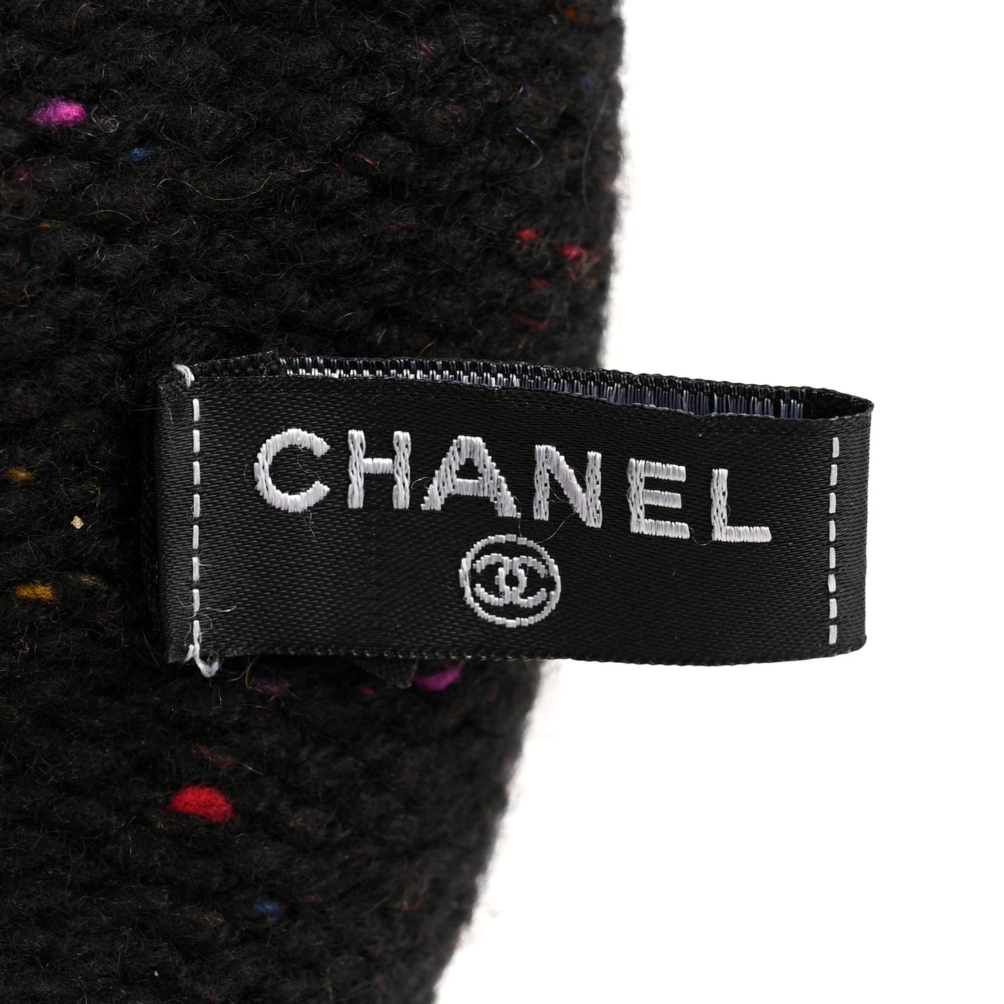 Cashmere Silk CC Beanie Hat Black Ecru